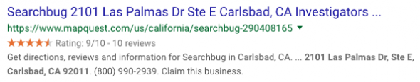 Searchbug Address Listing on Google.