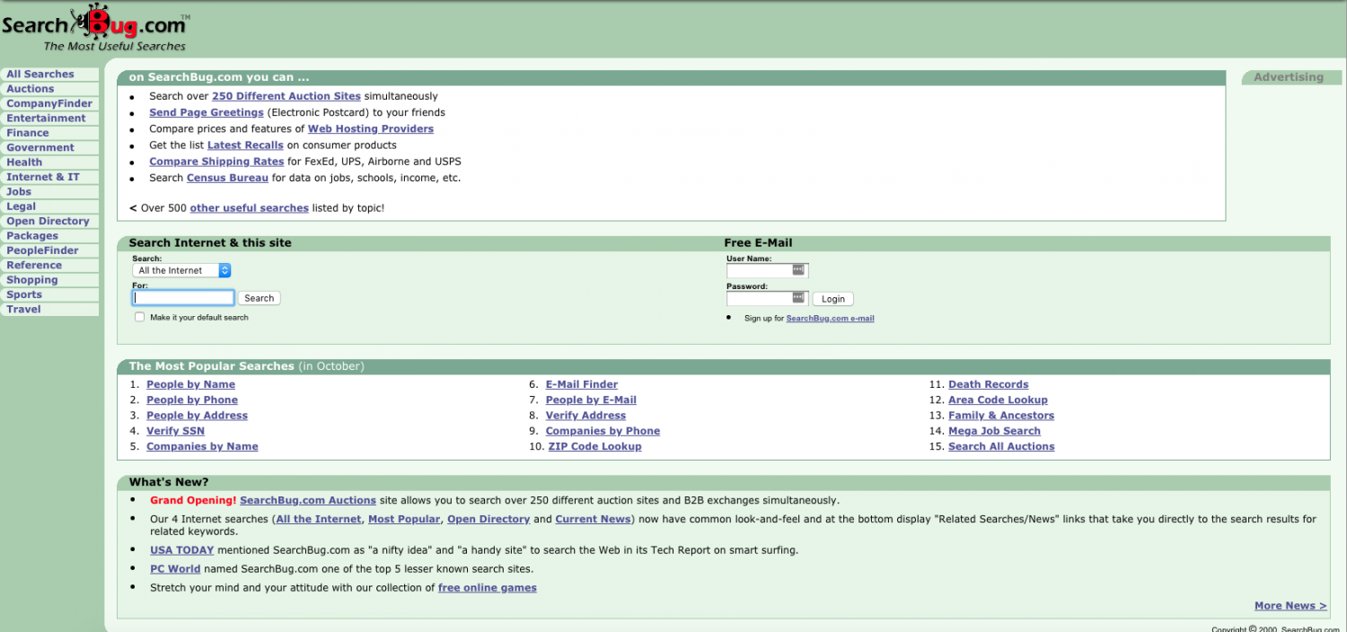 Searchbug.com in 2000.