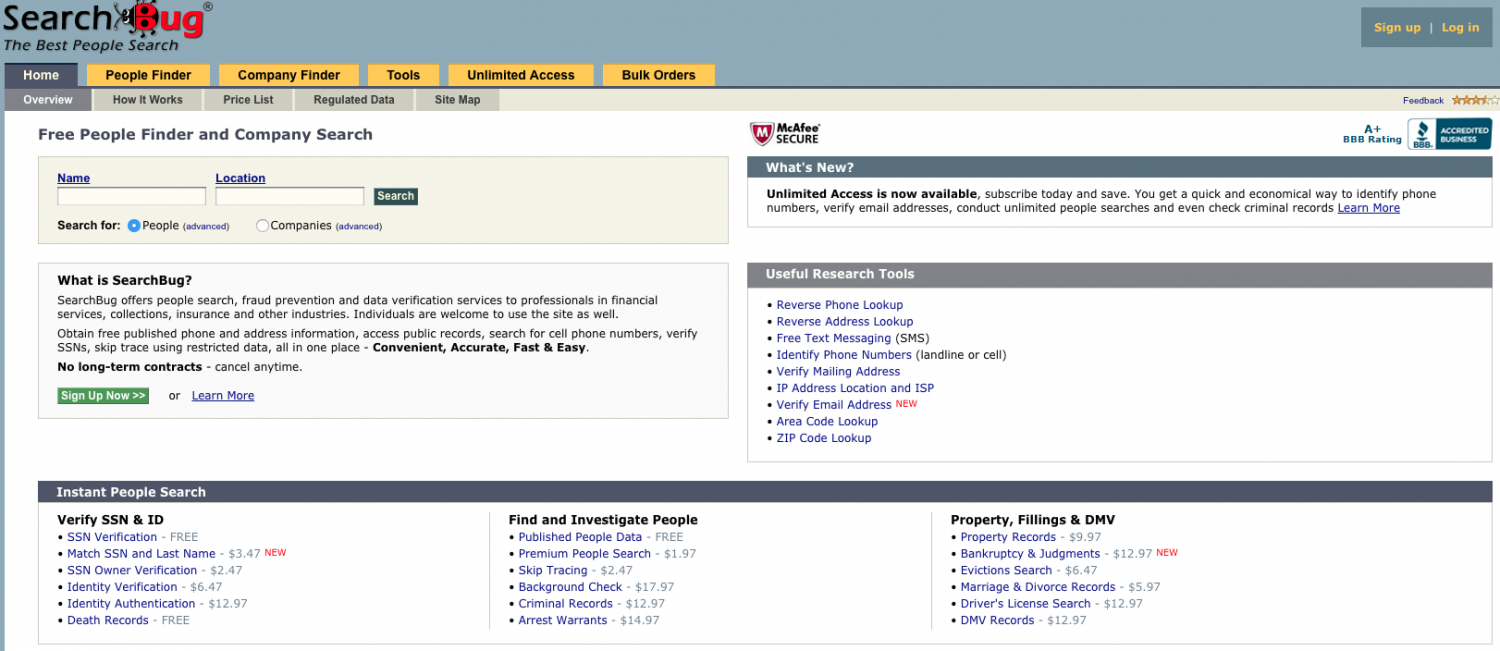 Searchbug.com in 2010.