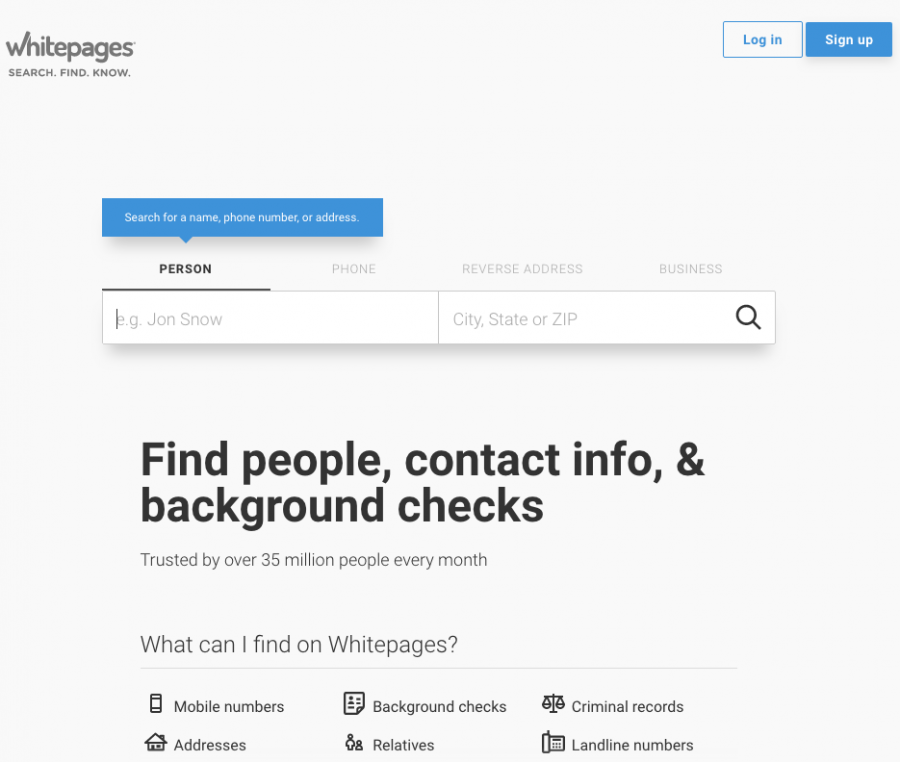 Whitepages.com, present day.